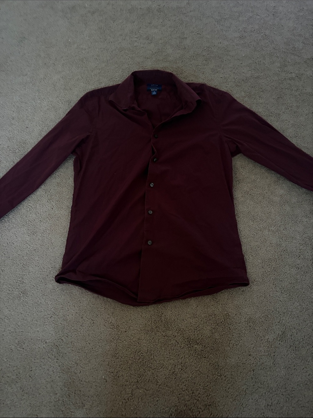 Men's Casual Button-Down Shirt - Burgundy